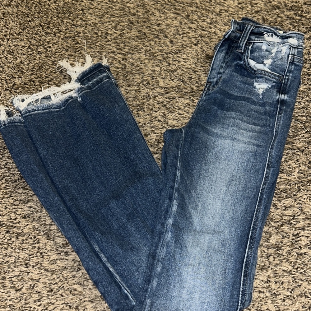 Flying Monkey Frayed Hem Blue Jeans